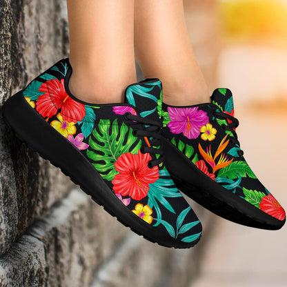 Colorful Hibiscus Flowers Pattern Print Sport Shoes GearFrost