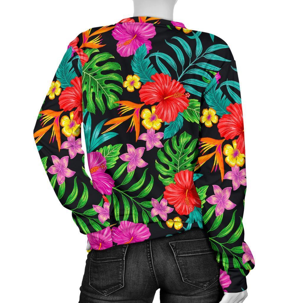 Colorful Hibiscus Flowers Pattern Print Women's Crewneck Sweatshirt GearFrost