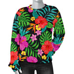 Colorful Hibiscus Flowers Pattern Print Women's Crewneck Sweatshirt GearFrost