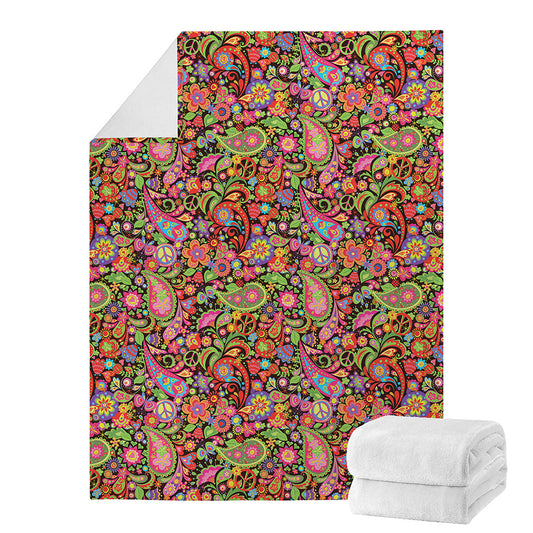 Colorful Hippie Peace Signs Print Blanket