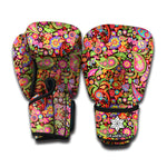 Colorful Hippie Peace Signs Print Boxing Gloves