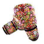 Colorful Hippie Peace Signs Print Boxing Gloves