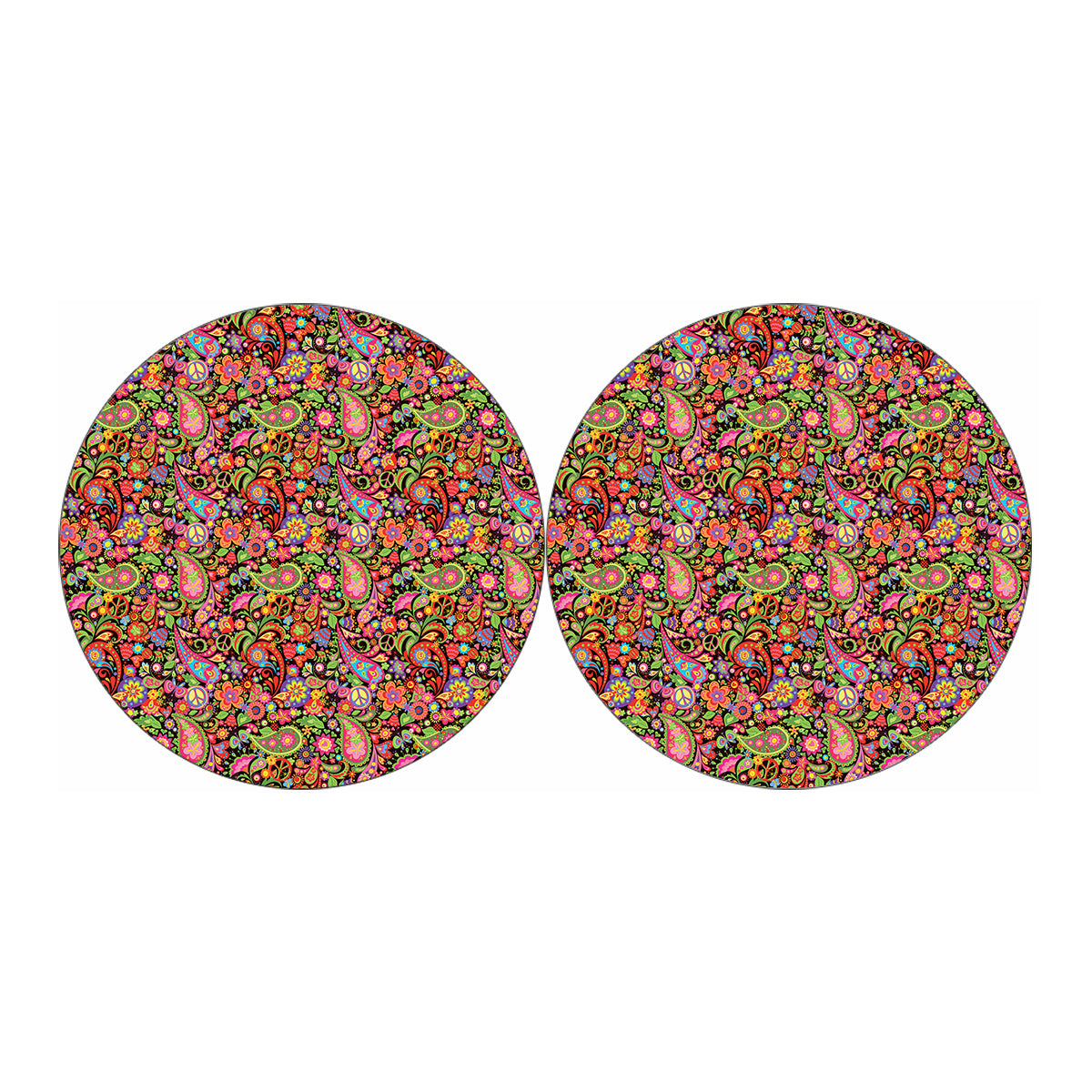 Colorful Hippie Peace Signs Print Car Coasters
