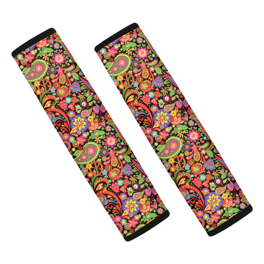 Colorful Hippie Peace Signs Print Car Seat Belt Covers