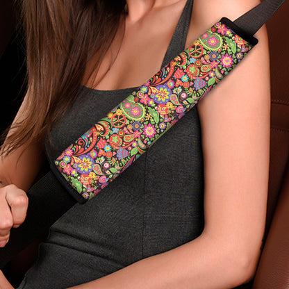 Colorful Hippie Peace Signs Print Car Seat Belt Covers