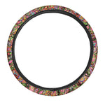 Colorful Hippie Peace Signs Print Car Steering Wheel Cover