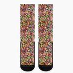 Colorful Hippie Peace Signs Print Crew Socks