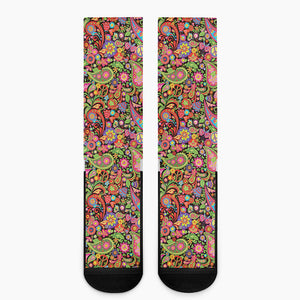 Colorful Hippie Peace Signs Print Crew Socks