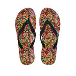 Colorful Hippie Peace Signs Print Flip Flops