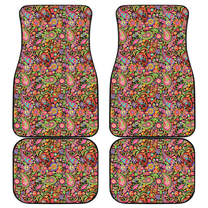 Colorful Hippie Peace Signs Print Front and Back Car Floor Mats