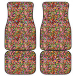 Colorful Hippie Peace Signs Print Front and Back Car Floor Mats