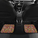 Colorful Hippie Peace Signs Print Front and Back Car Floor Mats