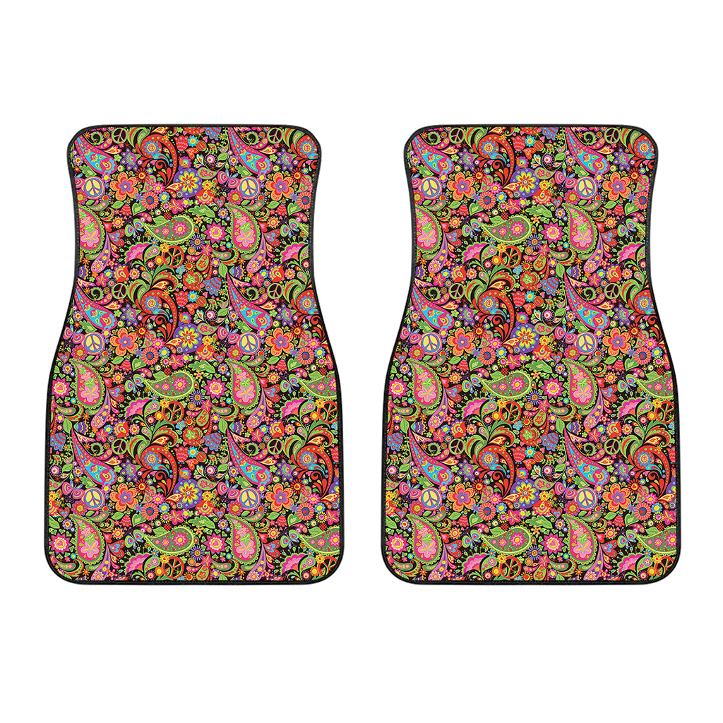 Colorful Hippie Peace Signs Print Front Car Floor Mats