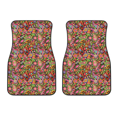 Colorful Hippie Peace Signs Print Front Car Floor Mats