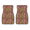 Colorful Hippie Peace Signs Print Front Car Floor Mats