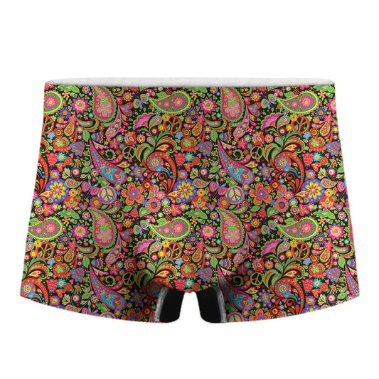 Colorful Hippie Peace Signs Print Men's Boxer Briefs