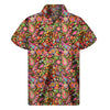 Colorful Hippie Peace Signs Print Men's Short Sleeve Shirt