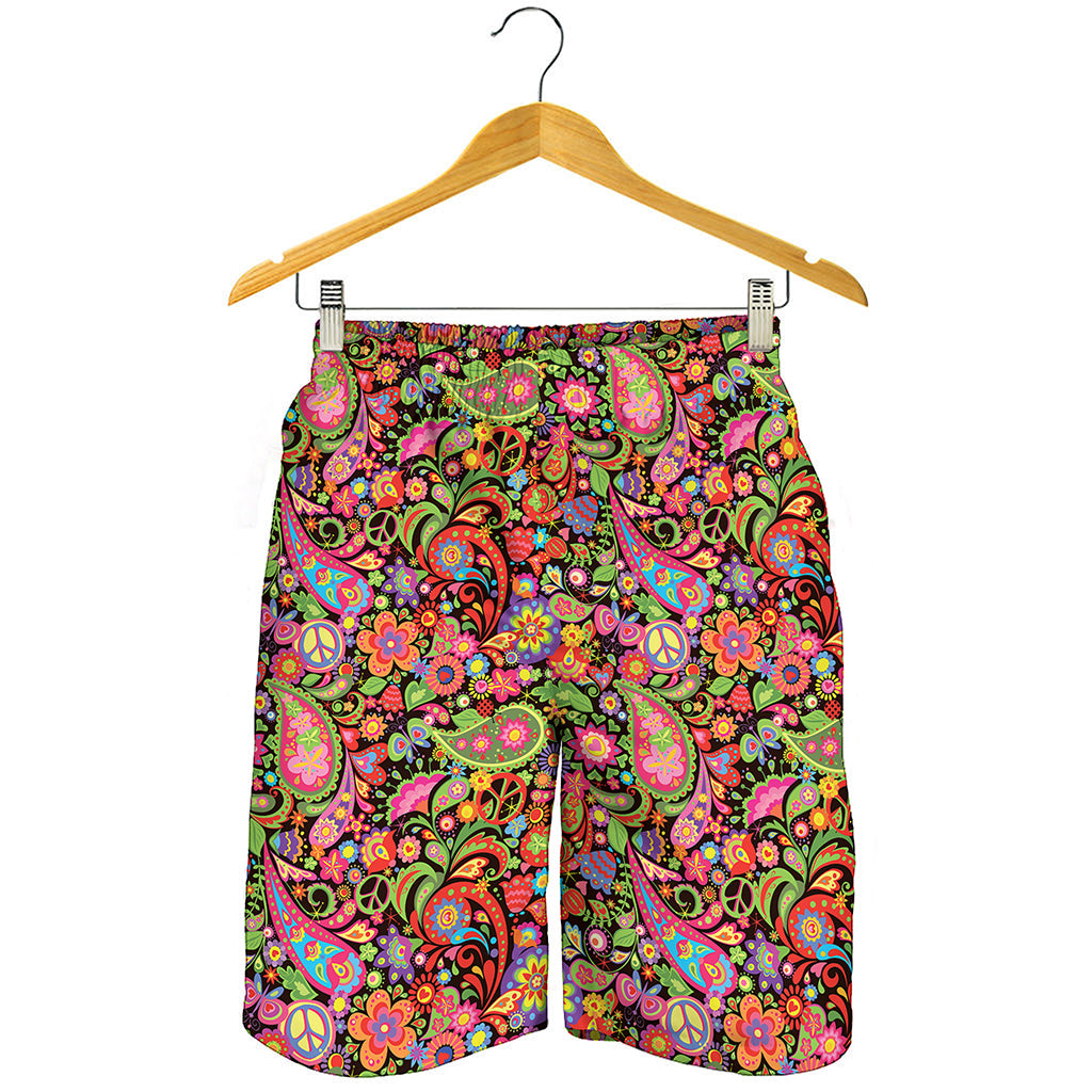 Colorful Hippie Peace Signs Print Men's Shorts
