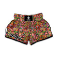 Colorful Hippie Peace Signs Print Muay Thai Boxing Shorts