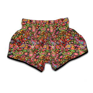 Colorful Hippie Peace Signs Print Muay Thai Boxing Shorts
