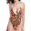 Colorful Hippie Peace Signs Print One Piece High Cut Swimsuit