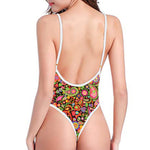 Colorful Hippie Peace Signs Print One Piece High Cut Swimsuit