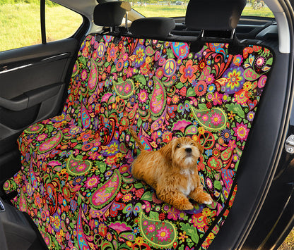 Colorful Hippie Peace Signs Print Pet Car Back Seat Cover