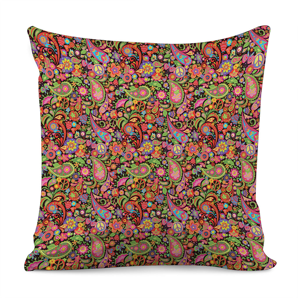 Colorful Hippie Peace Signs Print Pillow Cover