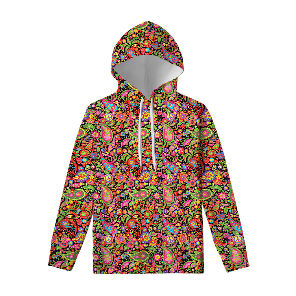 Colorful Hippie Peace Signs Print Pullover Hoodie