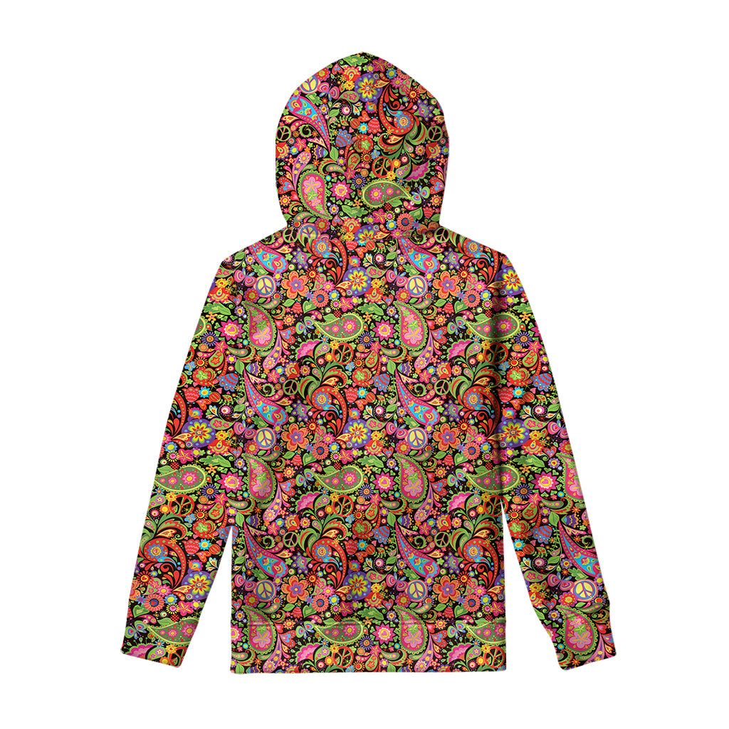Colorful Hippie Peace Signs Print Pullover Hoodie