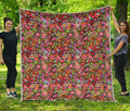 Colorful Hippie Peace Signs Print Quilt