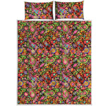 Colorful Hippie Peace Signs Print Quilt Bed Set