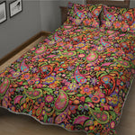 Colorful Hippie Peace Signs Print Quilt Bed Set