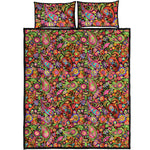 Colorful Hippie Peace Signs Print Quilt Bed Set