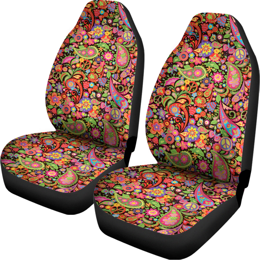 Colorful Hippie Peace Signs Print Universal Fit Car Seat Covers