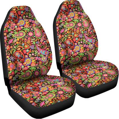 Colorful Hippie Peace Signs Print Universal Fit Car Seat Covers