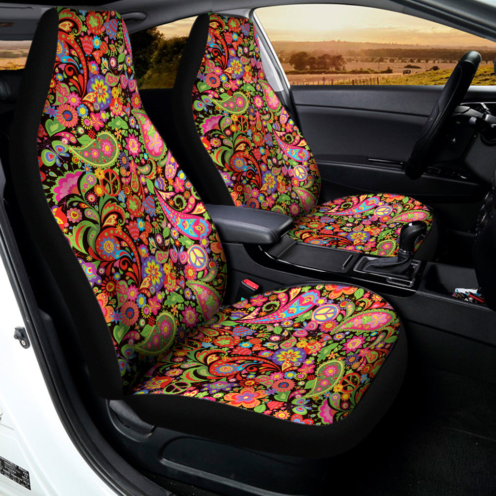 Colorful Hippie Peace Signs Print Universal Fit Car Seat Covers