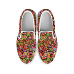Colorful Hippie Peace Signs Print White Slip On Shoes