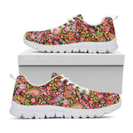 Colorful Hippie Peace Signs Print White Sneakers