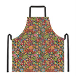 Colorful Hippie Peace Symbols Print Apron