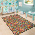 Colorful Hippie Peace Symbols Print Area Rug