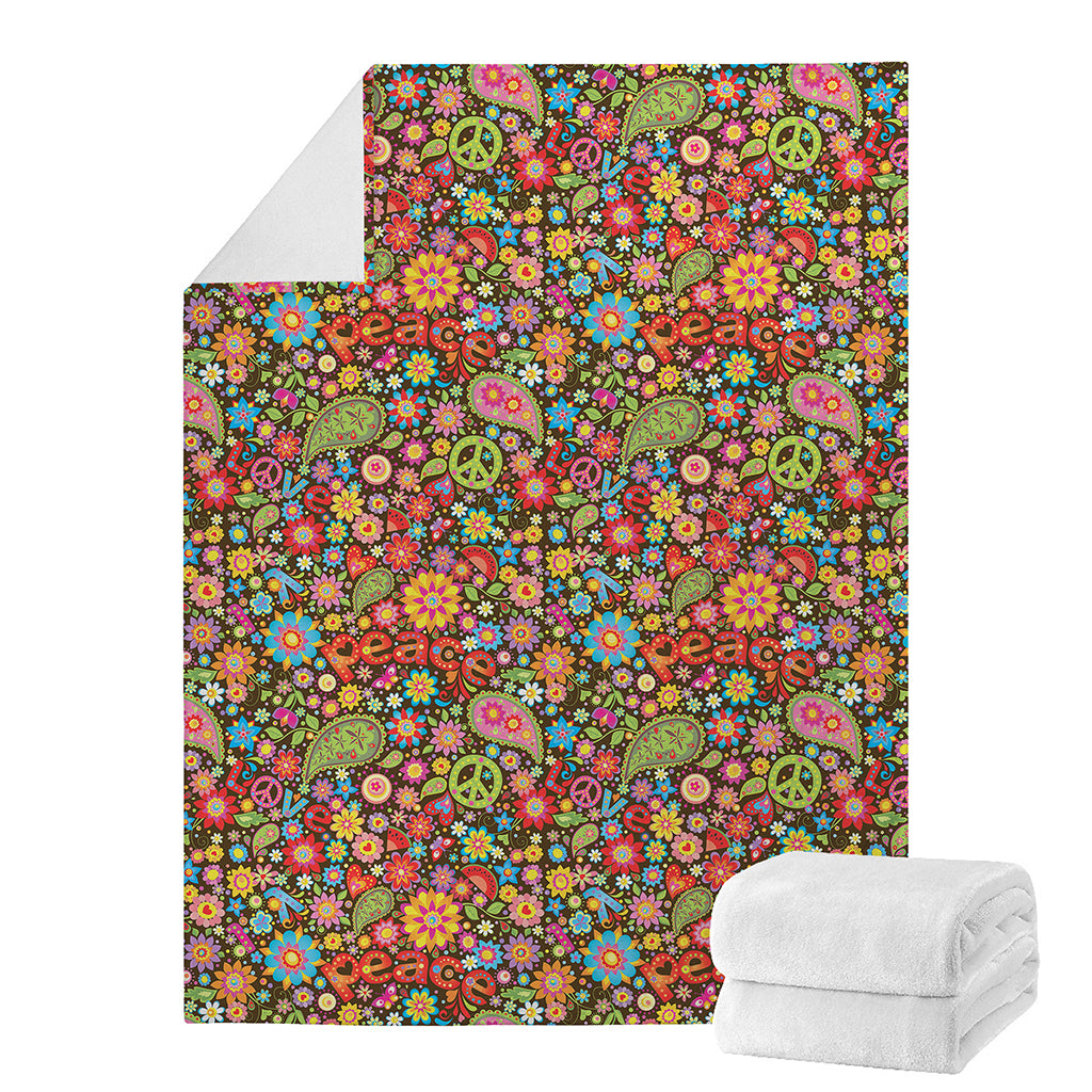 Colorful Hippie Peace Symbols Print Blanket