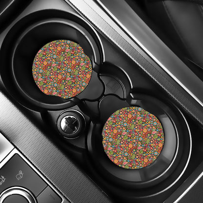 Colorful Hippie Peace Symbols Print Car Coasters