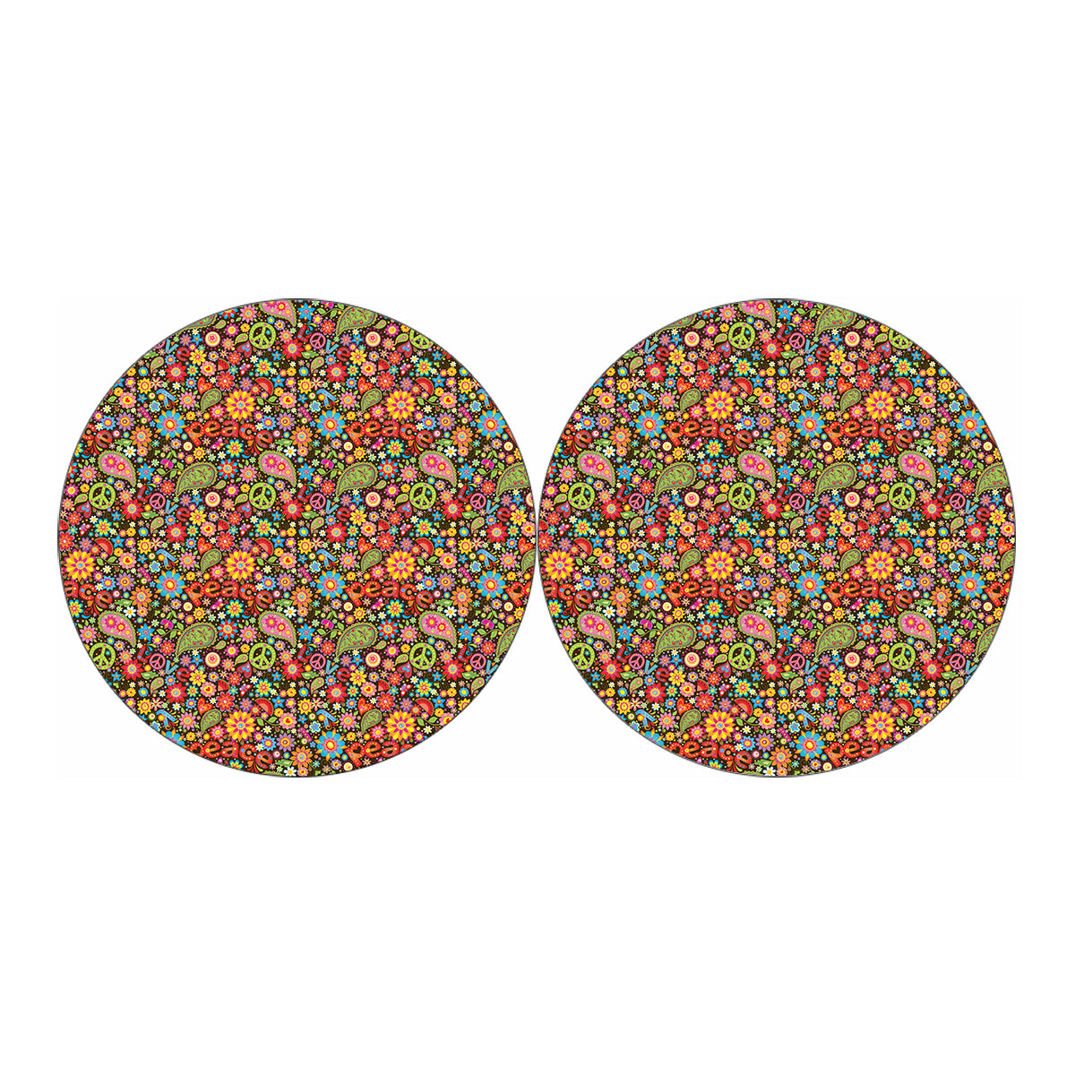 Colorful Hippie Peace Symbols Print Car Coasters