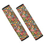 Colorful Hippie Peace Symbols Print Car Seat Belt Covers