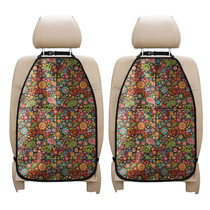 Colorful Hippie Peace Symbols Print Car Seat Organizers