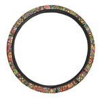 Colorful Hippie Peace Symbols Print Car Steering Wheel Cover
