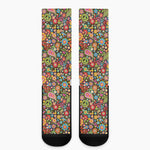 Colorful Hippie Peace Symbols Print Crew Socks