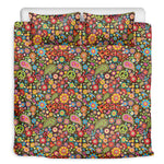 Colorful Hippie Peace Symbols Print Duvet Cover Bedding Set