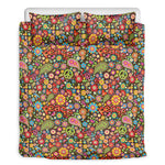 Colorful Hippie Peace Symbols Print Duvet Cover Bedding Set